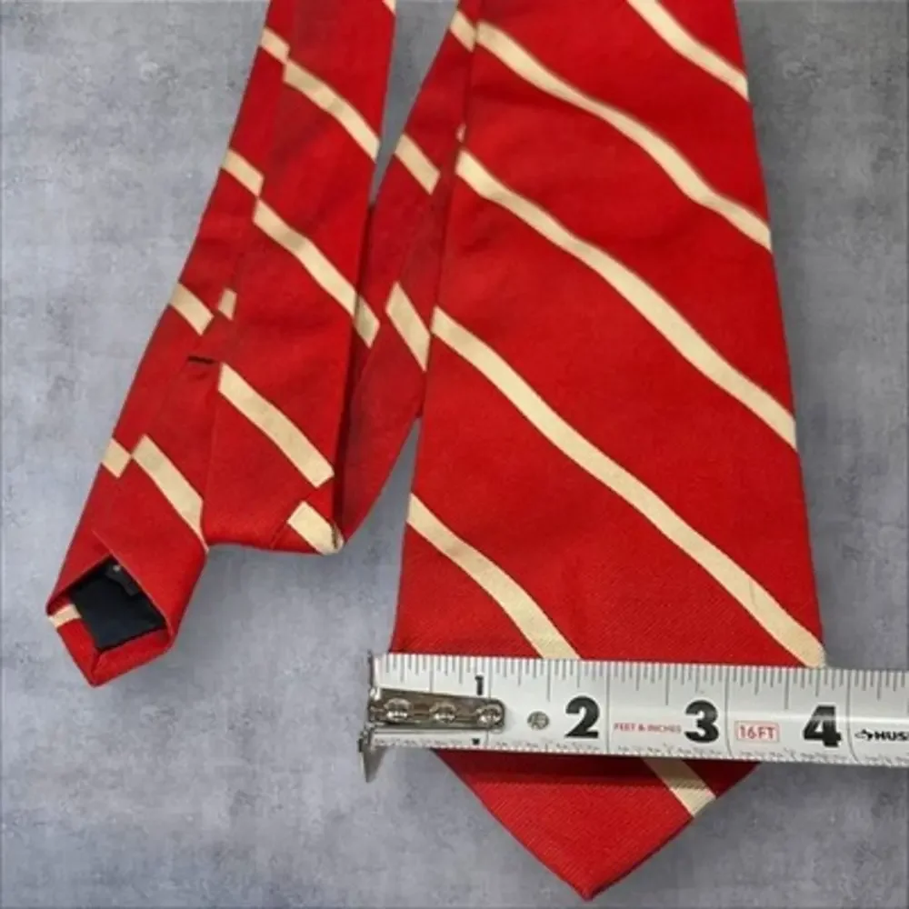 Harold Powell Neck Tie Adult Mens‎ Red/White Striped Silk USA Made 4” Necktie